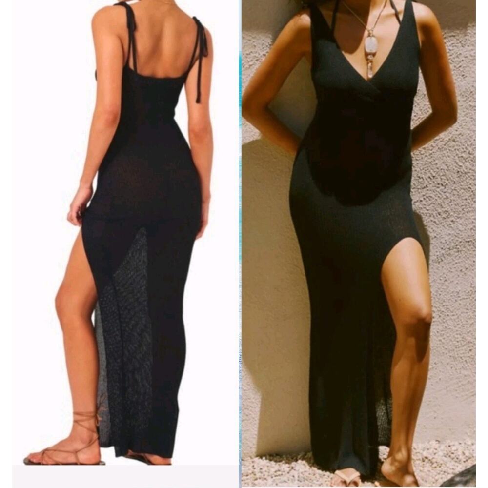 NEW L*Space Swim Womens Kihei Crochet Knit Maxi Dress Size Small $160 Tie Strap